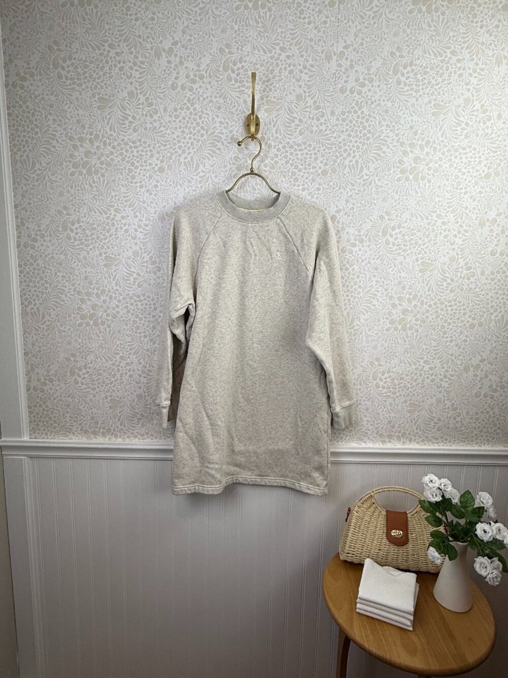 Calvin Klein Jeans Light Gray Archive Logo Fleece Mini Dress - Size - Small - Picture 2 of 8